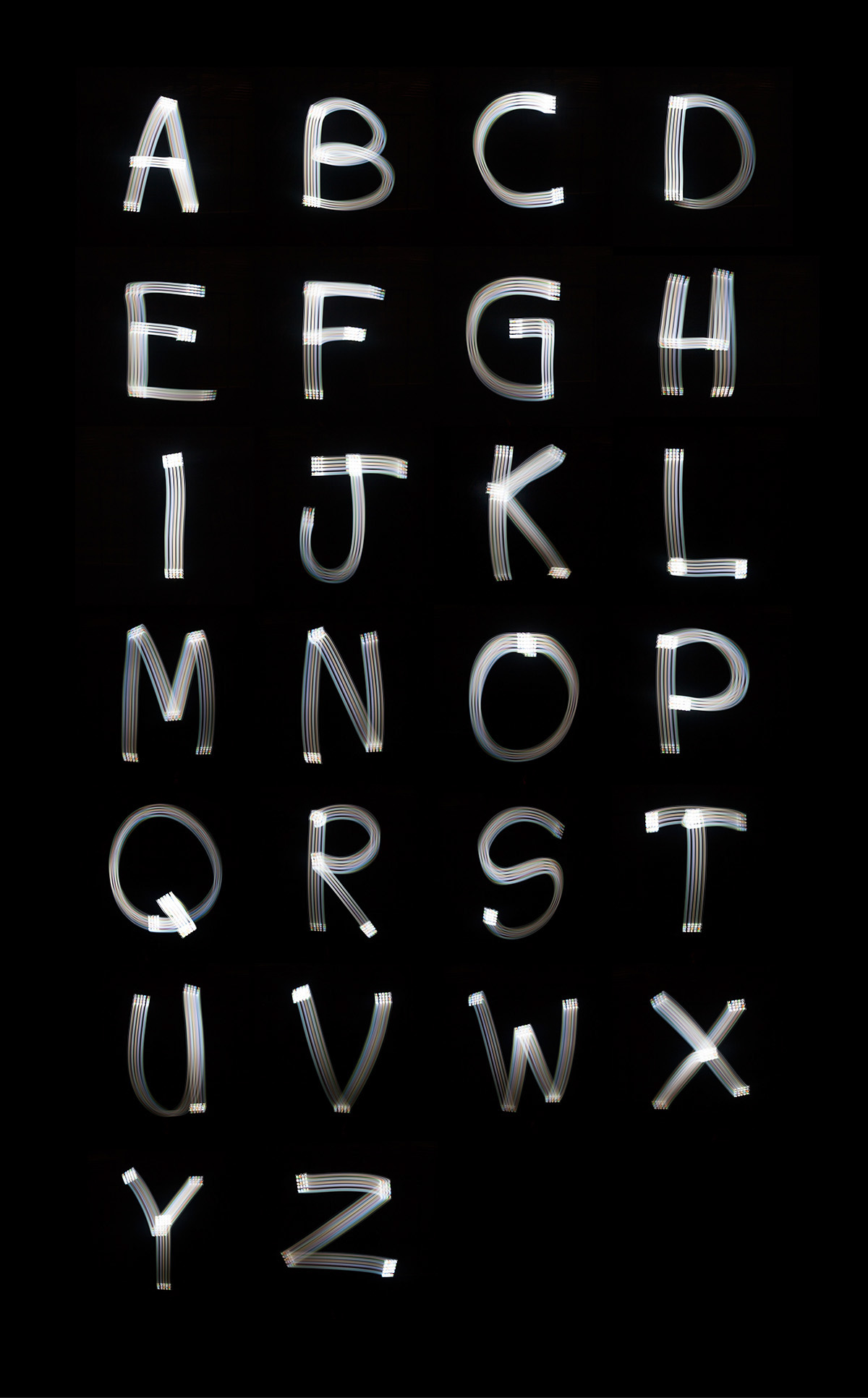 free font letters iphone light  streak streaks design 3D