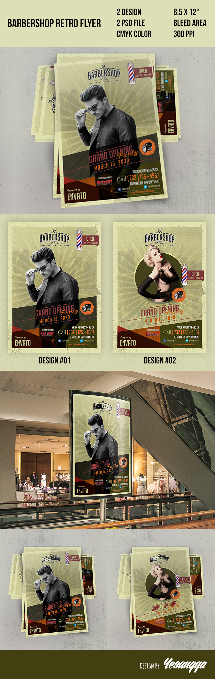 flyer free download template psd Retro vintage barbershop flyer template free download