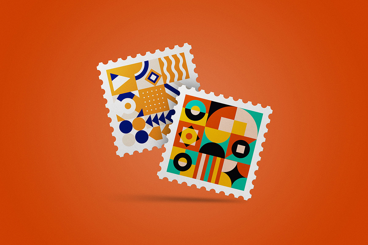 design letter mark Mockup Overlay paper Postage psd stamp texture