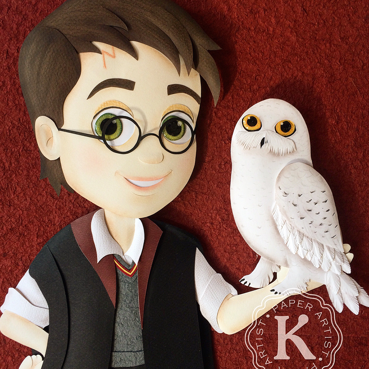 harry potter Hedwig owl wizard paper sculpture