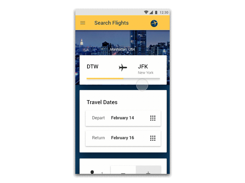 Interface Expedia flight search airline Booking Travel