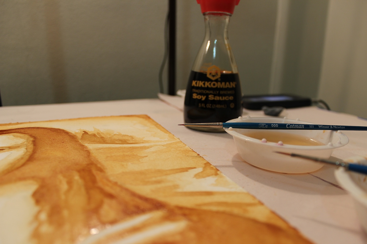 Mona Lisa soy sauce speed painting experimental food art CCS Fine Arts  series painting   Time Lapse