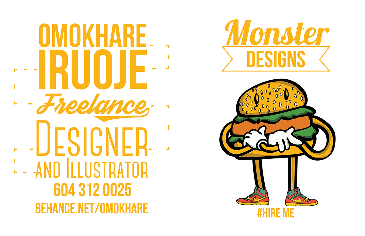 Omokhare Iruoje hamburger Business Cards monsters brand Freelance