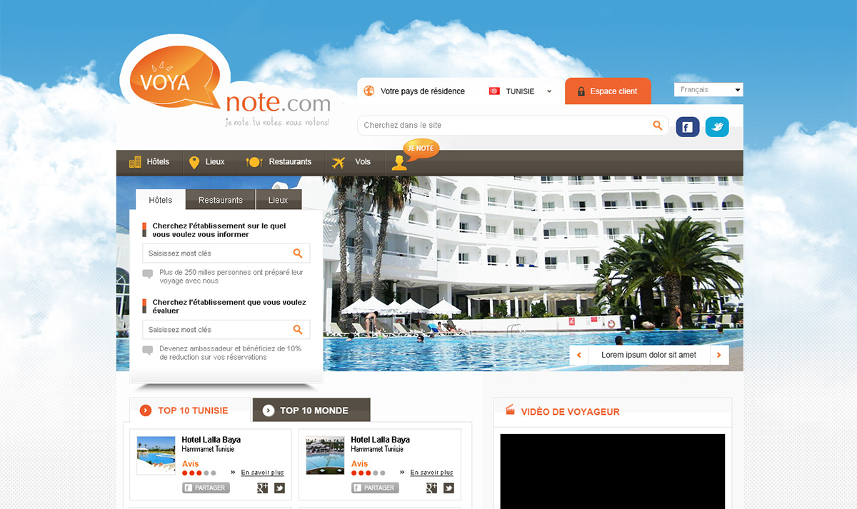 Tunisie mongi Ayoun graphiste Web design voyage Voyanote tripadvisor