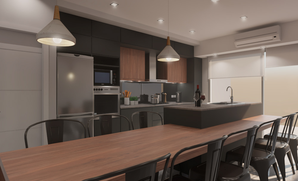 3D architecture furnituredesign interior design  kitchen design Render SketchUP visualization vray