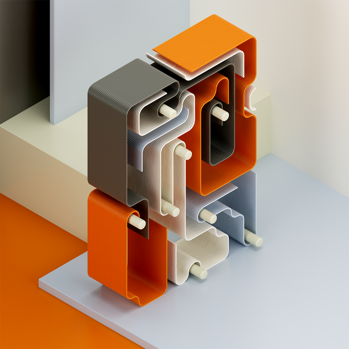 abstract surreal vray octane sculpture installation Artsculpture Isometric 3D