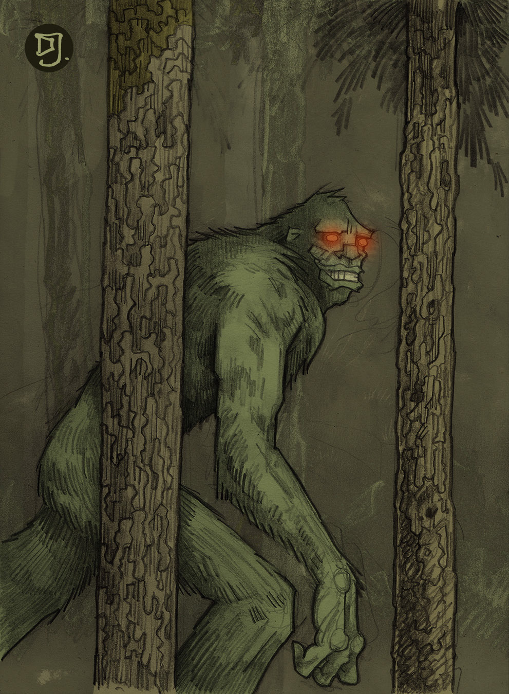 Bigfoot Character design  cryptid Folklore sasquatch woods creature cryptozoology ILLUSTRATION  Paranormal