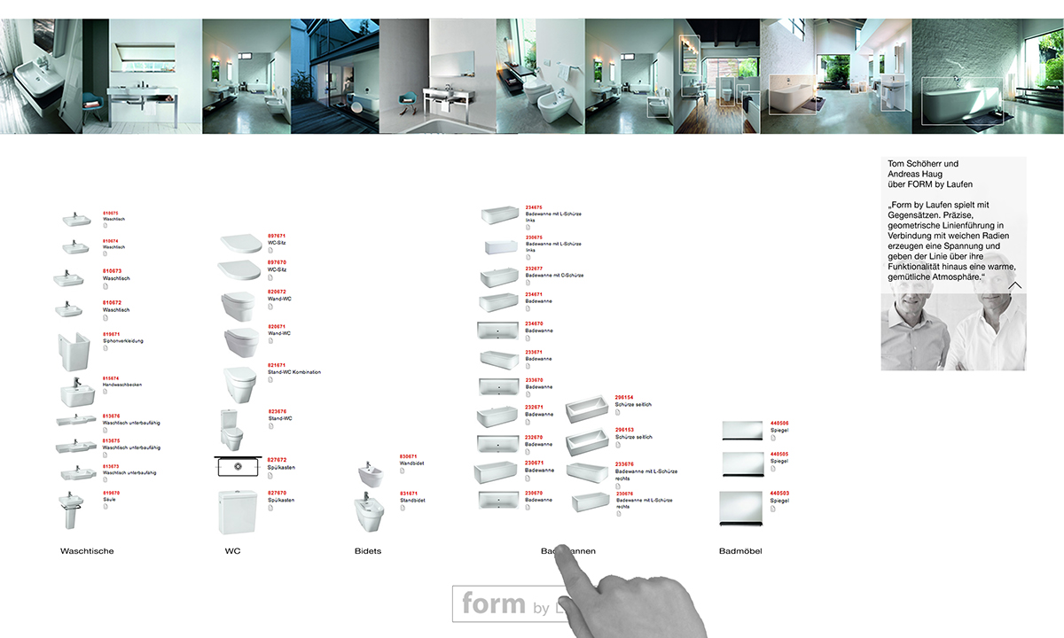 multitouch bathroom laufen Logicx productfinder Interface