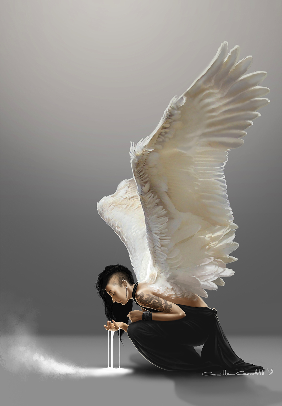 darkangel dark angel digitalpainting digitalart wings Whitewings DIGITALDRAWING fantasycreature fantasyart fantasyillustration DigitalIllustration digital characterdesign Character