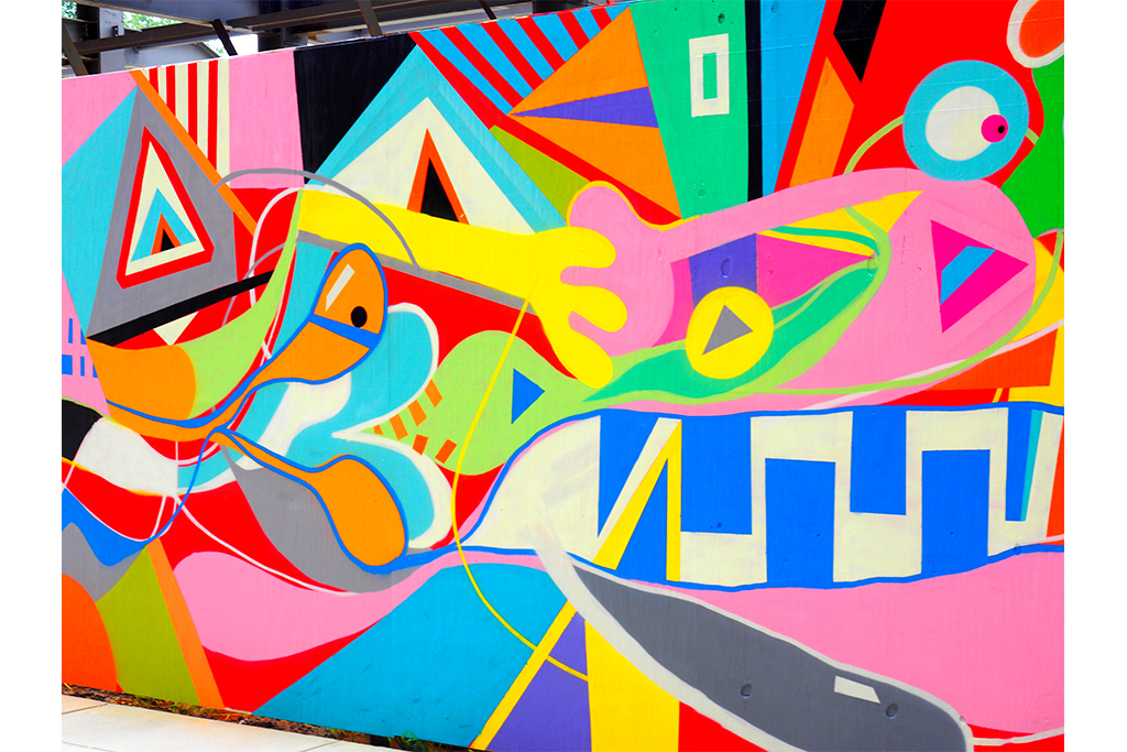 Mural walls colors pop 80s teeth eyes freehand handtype characters