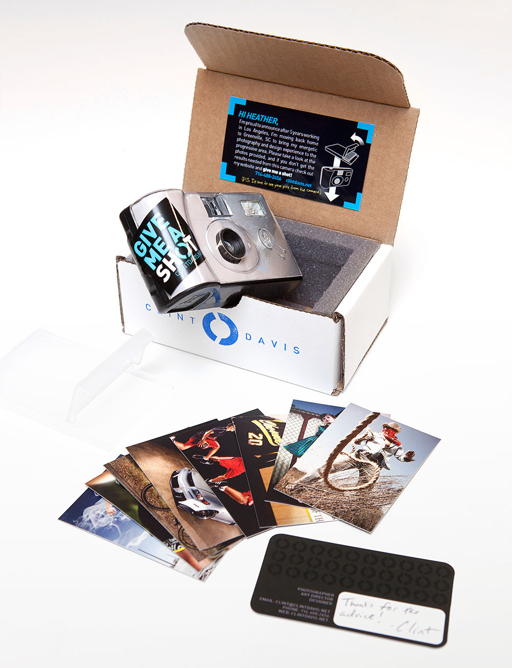Self-promo self-promotion mailer moo cards disposable camera self advertising