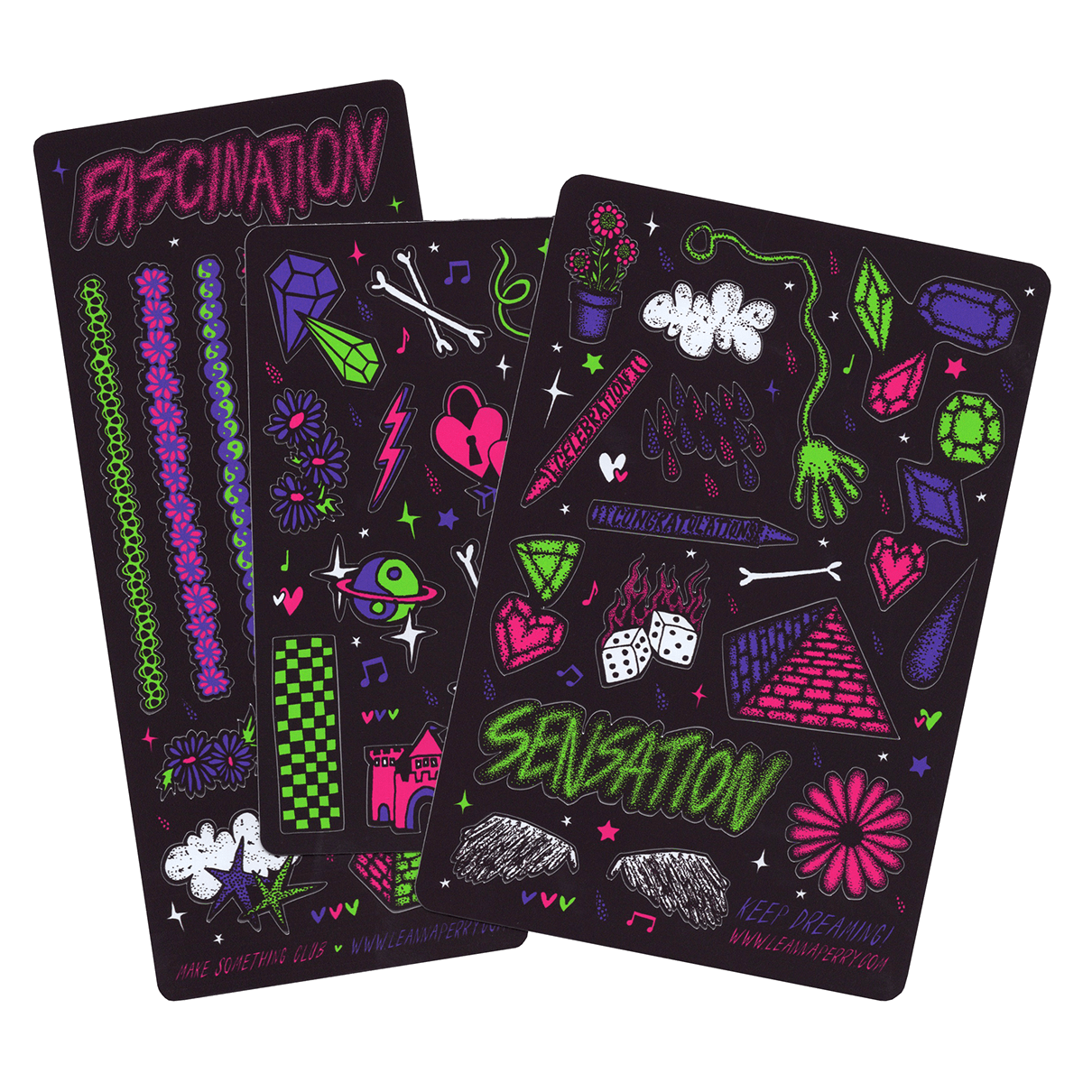 drawing icons Girly Punk goth aesthetic illustrated stickers leanna perry neon 90s aesthetic neon goth Sticker Sheets stickers