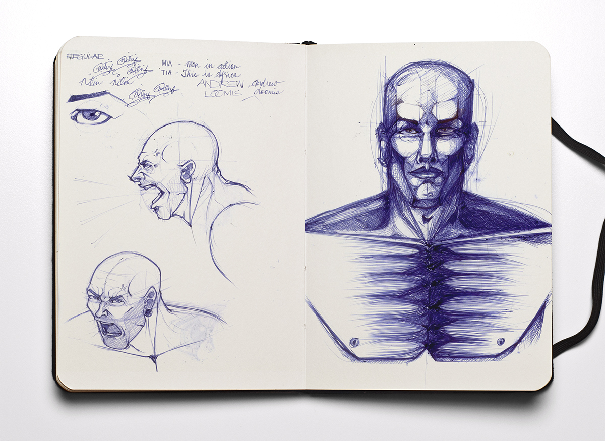comics sketching Lifeline Expression still learning anatomy muscles human figure sketchbook ball pen