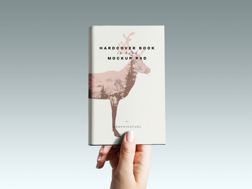 Harcover book books hand Mockup showcase branding  brand psd