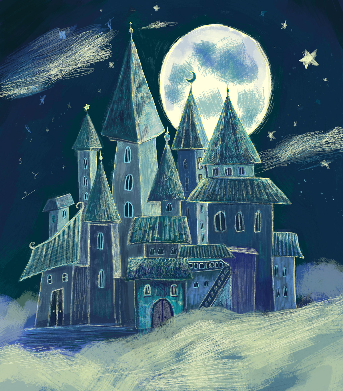 sketch digital illustration Castle fantasy иллюстрация raster art детская иллюстрация