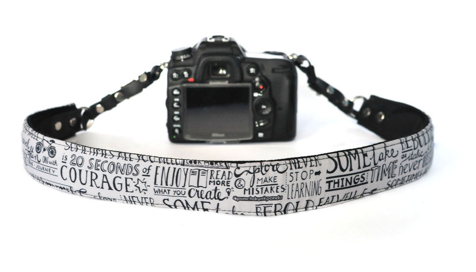 punchdrunk panda camera strap backpack lettering product