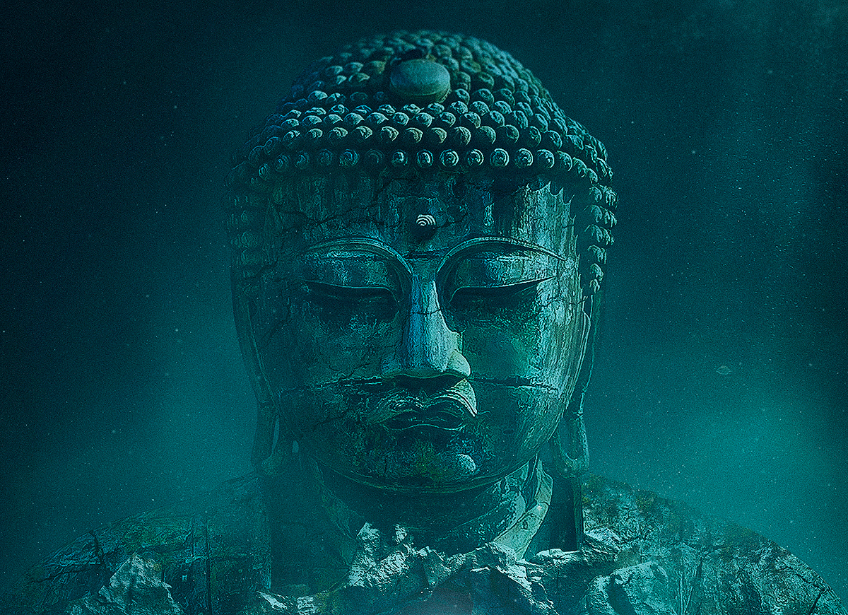 Buddha underwater deep sea diving diver 数字艺术 插图 艺术 平面设计 的Photoshop