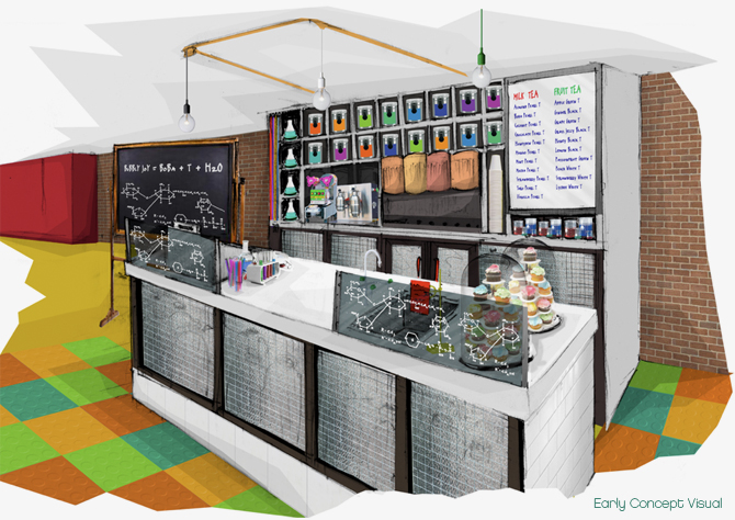 Bubbleology bubble tea Store Concept cafe interiors Brand Design
