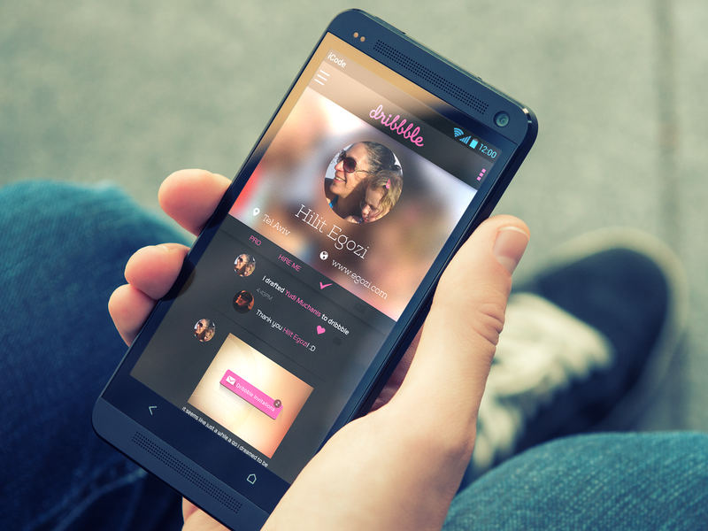 user interface dark color scheme dribbble debut android ICS mobile app design