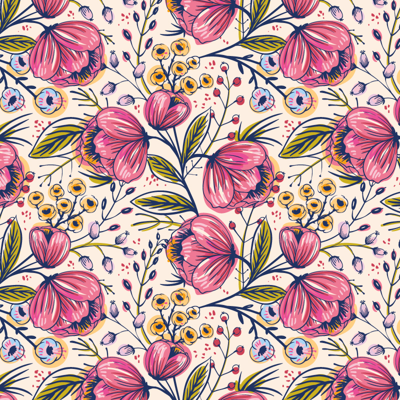 Nature sketch floral flower bloom textile vector pattern vector pattern print wallpaper floral pattern