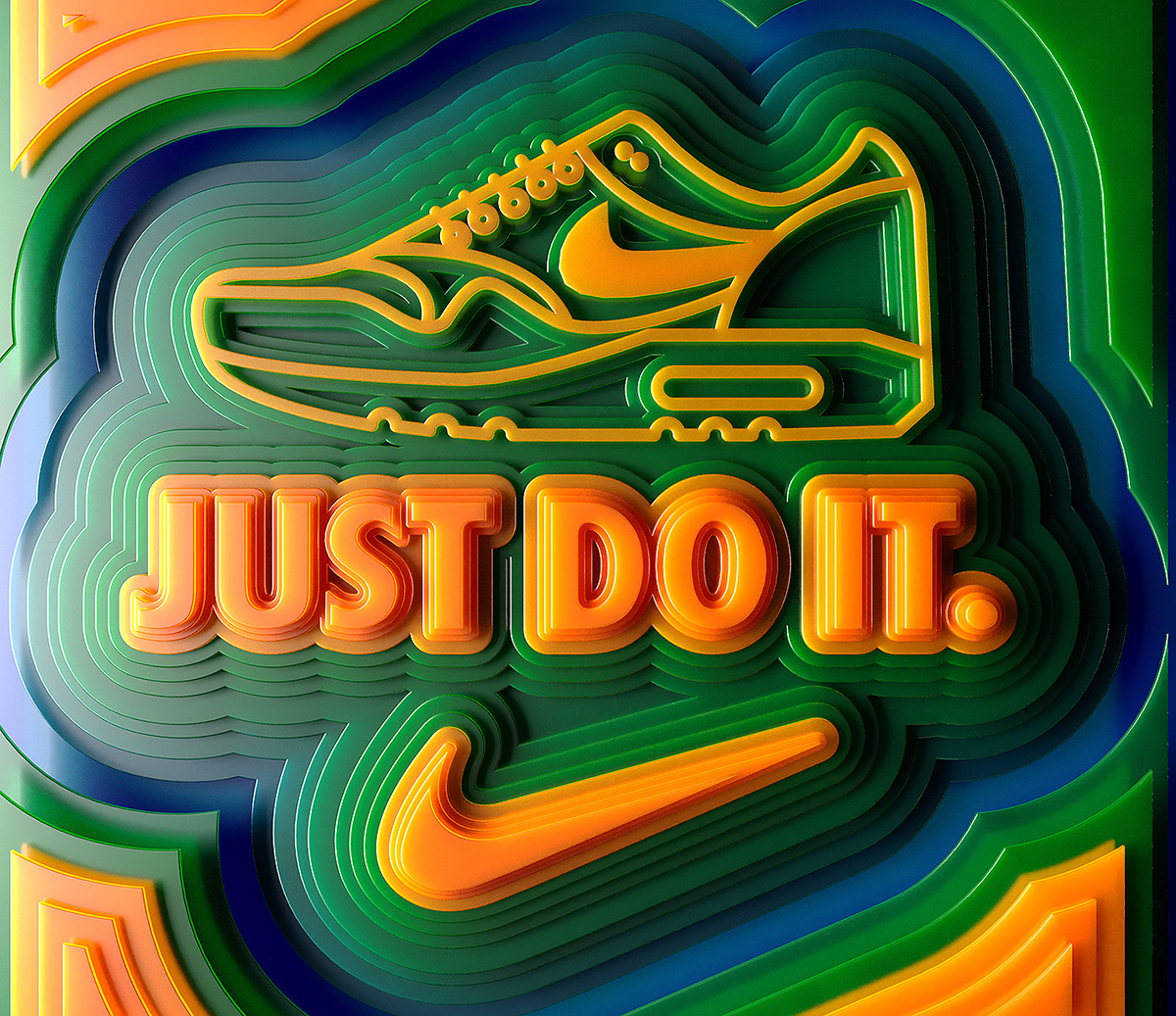 3D illustration 3D Type contours graphic Nike