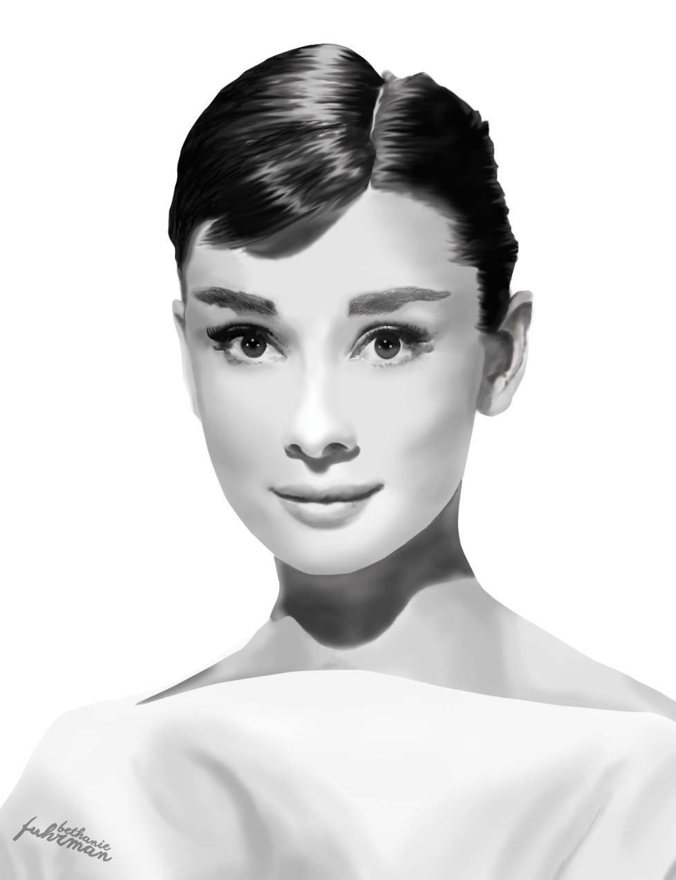 audrey Hepburn Audrey Hepburn digital Icon style icon portrait black and white Style stylistic art clean detail cool vintage