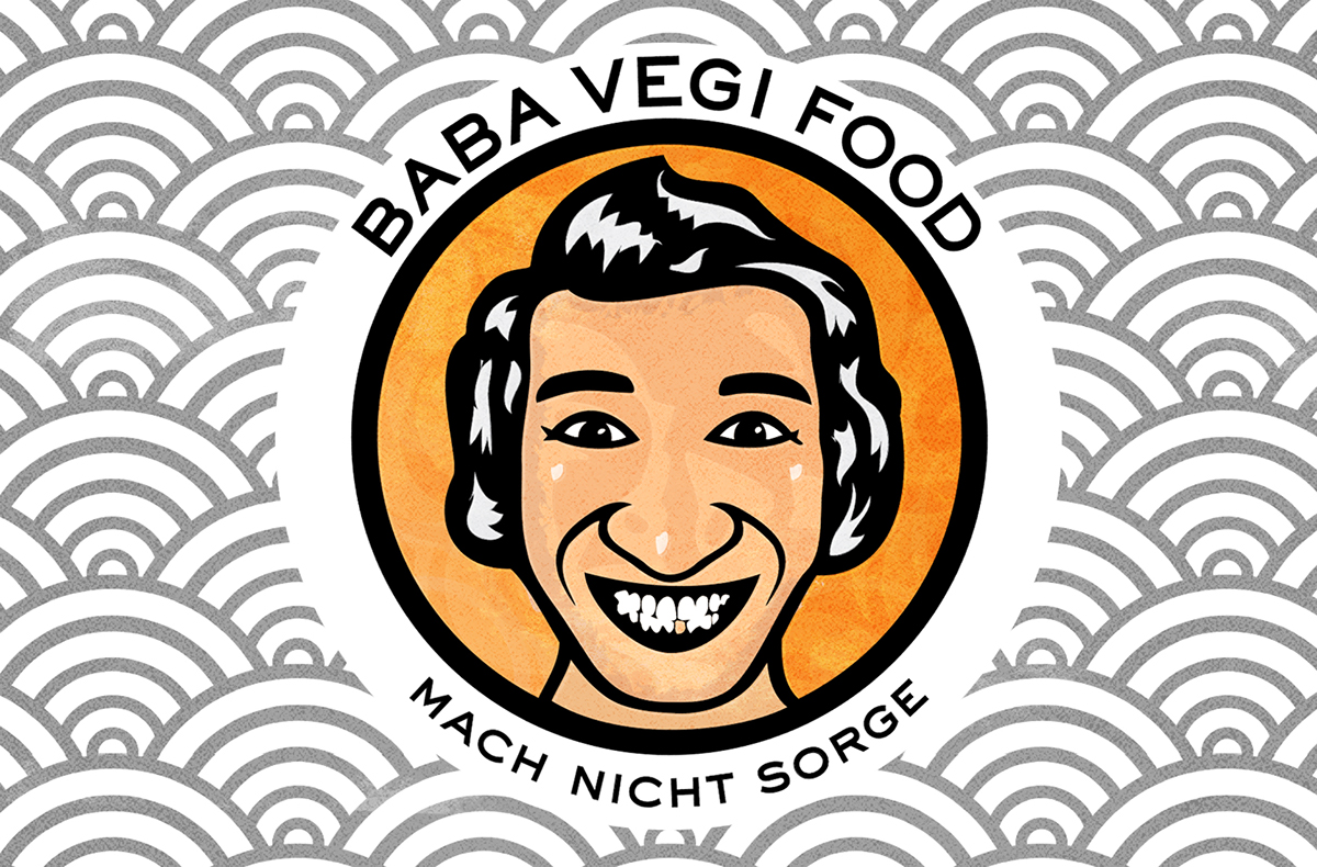 Adobe Portfolio catering Vegetarian face logo face icon  Funny logo vegan delivery cargo bike delivery logo logo making of vide making of animation