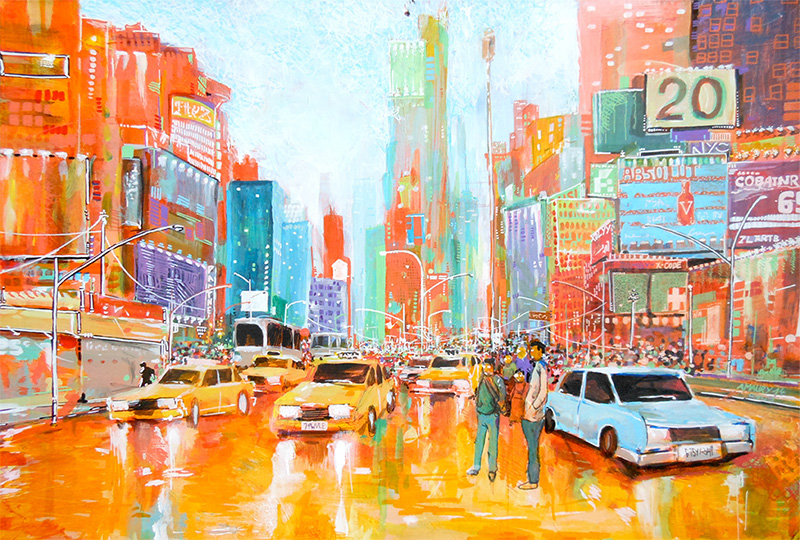 times square acrylic acrylique New York nyc town