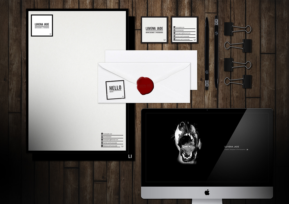 self brand identity box Promotion background Layout editorial concept black and white type simple personal stationary logo