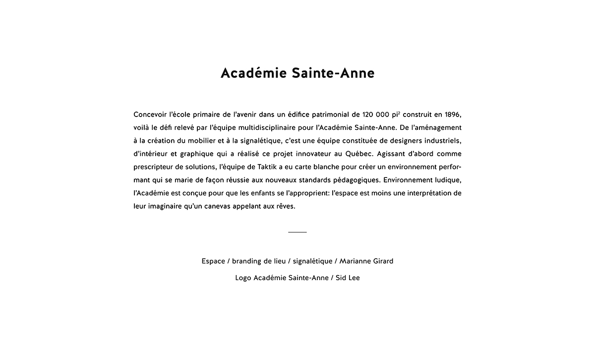 school école Montreal branding de lieu color Académie Sainte-Anne interieur Interior design identité signalétique wayfinding