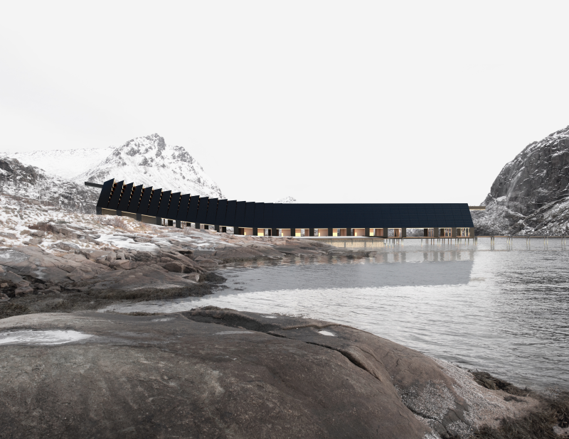 lofoten  Norway  Black White  Seahouse  hotel  Wood wooden  timber Unstad Vestvagoy Maervoll Stark Interior visualization