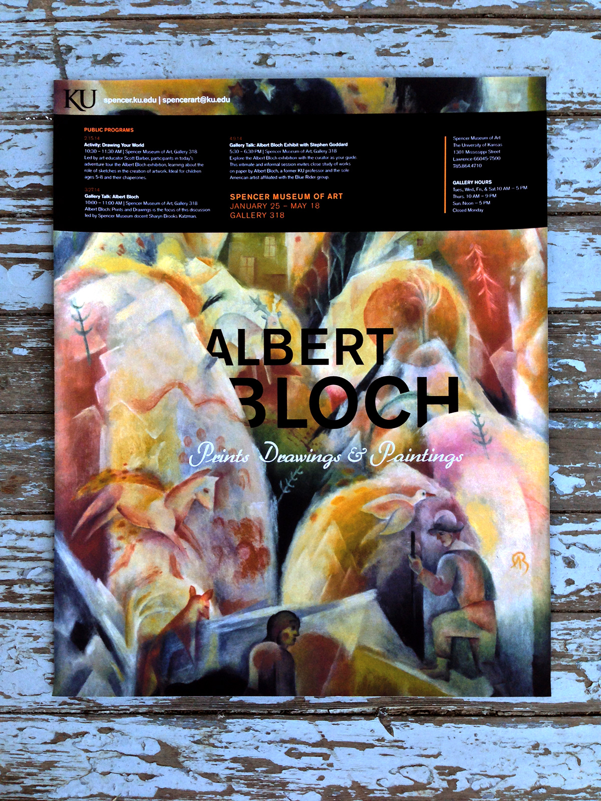 Albert Bloch exhibit collateral Museum Exhibit university of kansas patrick dooley Spencer Art Museum museum brochure exhibit poster invitations