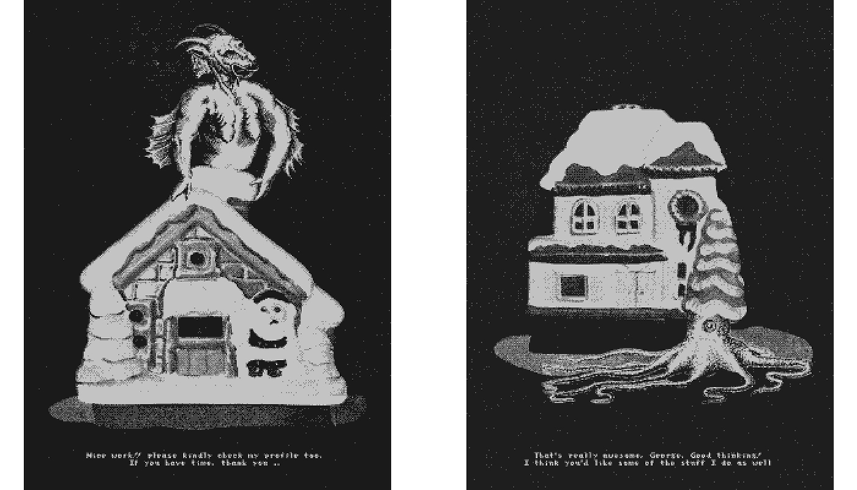 beast monster lovecraft haunting xmas holidays black and white pixel Christmas nightmare