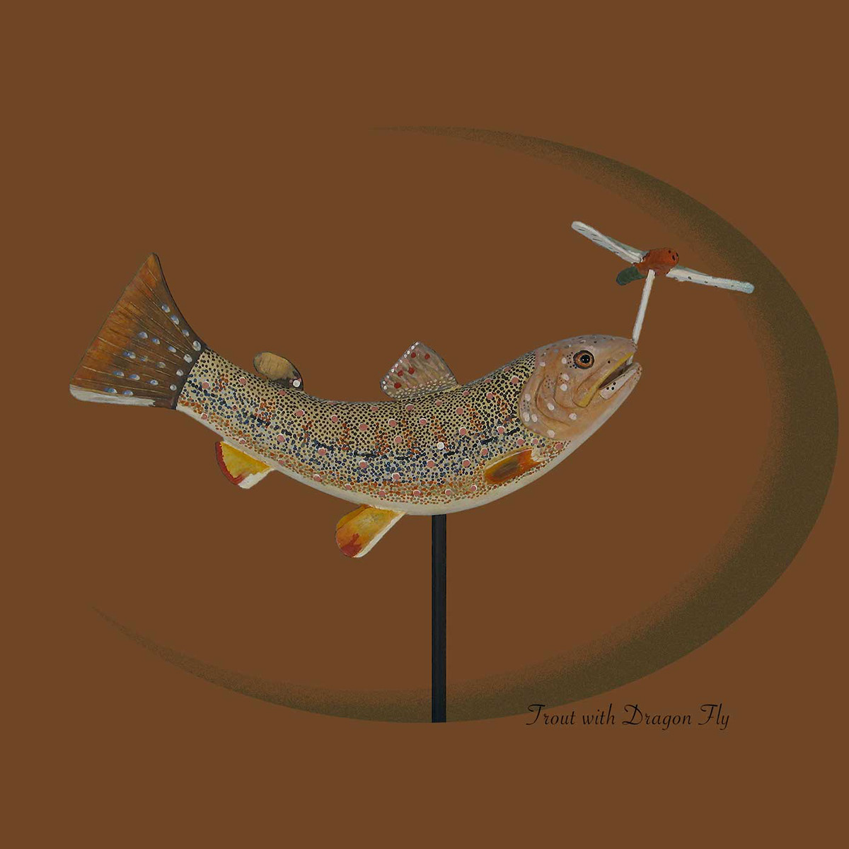trout fish crafts   FolkART painting   carving folky sculptures chicken