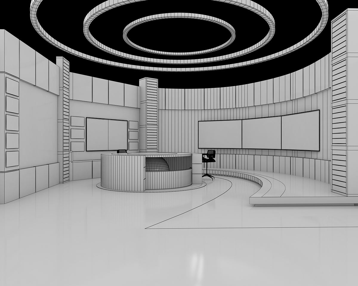 3D set news virtual tv Program Render dünya Asim kHAN