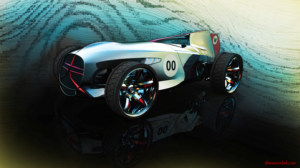 Automotive design 3D race car Alias Cars concept design digital photoshop rendering