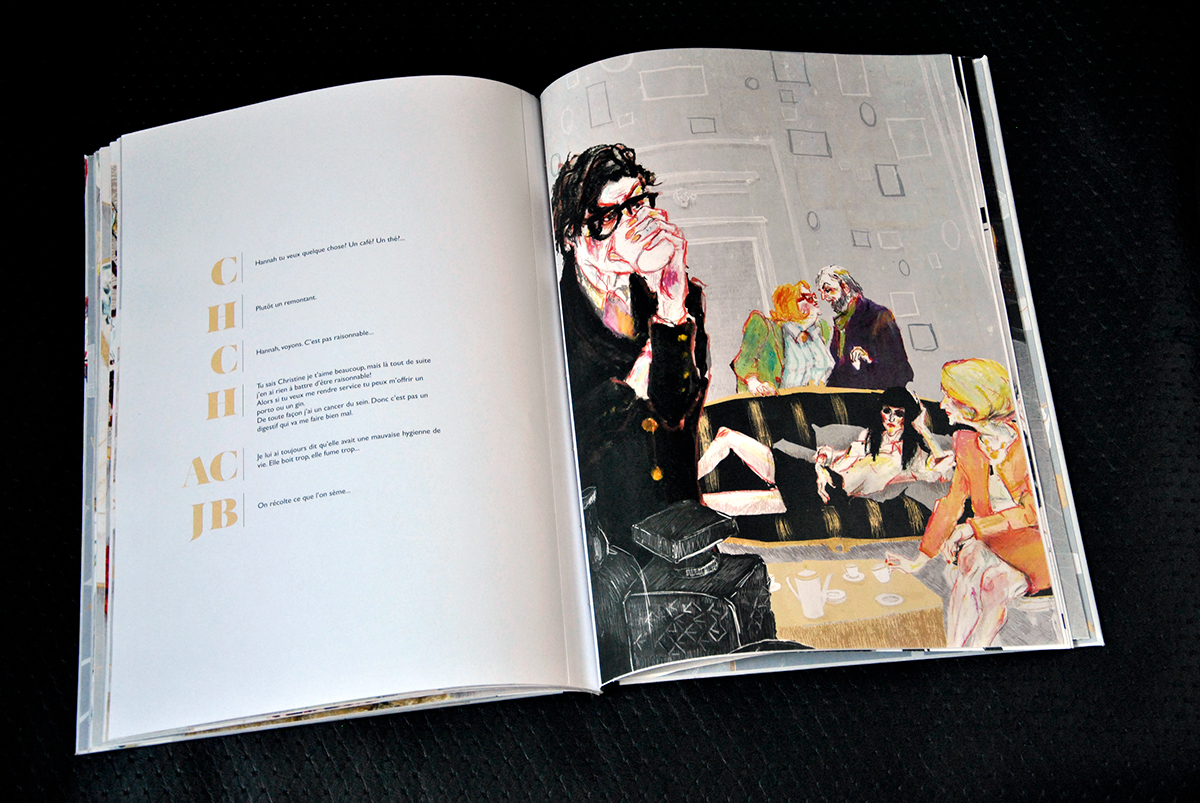 Album illustration book repas de famille family portrait oil pastels