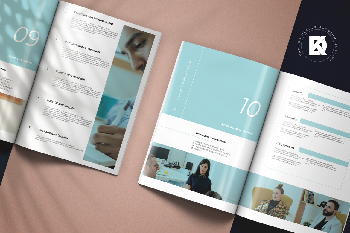 blue brand brief brochure corporate Kahuna manual Project Proposal Website