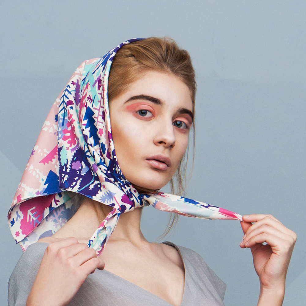 silk scarf slik scarves forest photo Collection textile Fashion 