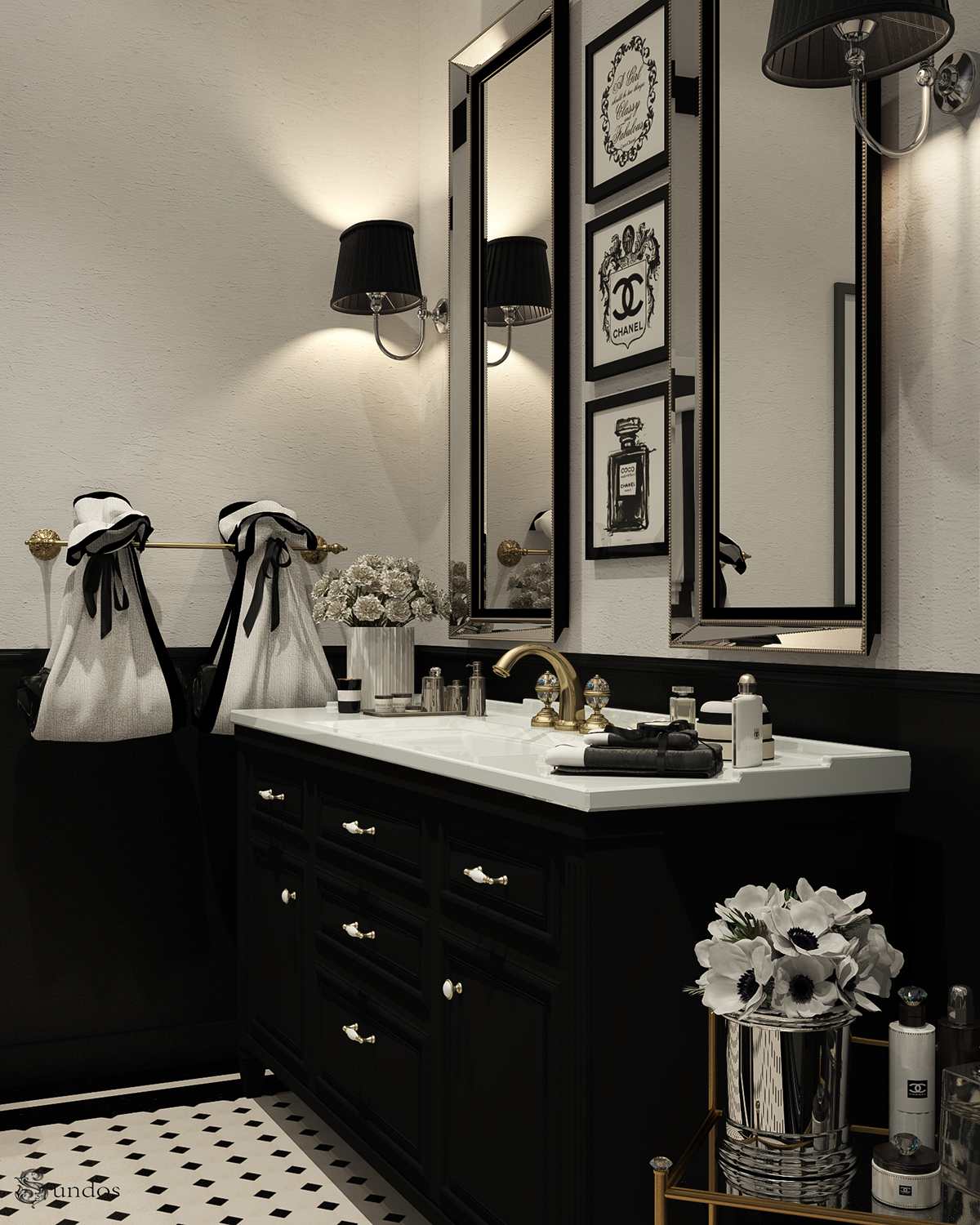 Chanel Signature Logo In Basic Black Background Bathroom Accessories Set -  REVER LAVIE