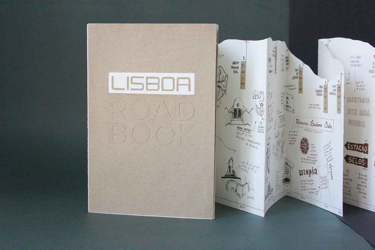 Lisbon lisboa road book craft city map handcraft handmade editorial tourist leaflet FBAUL Portugal notebook