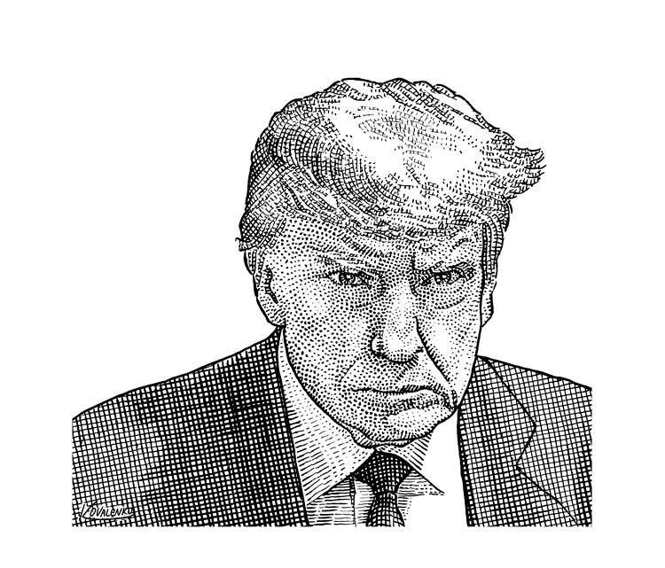 hedcut portrait stippling stippling art mugshot Donalt Trump