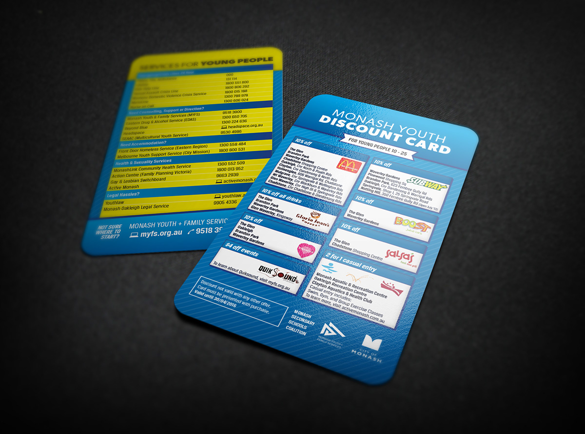 monash youth discount card poster