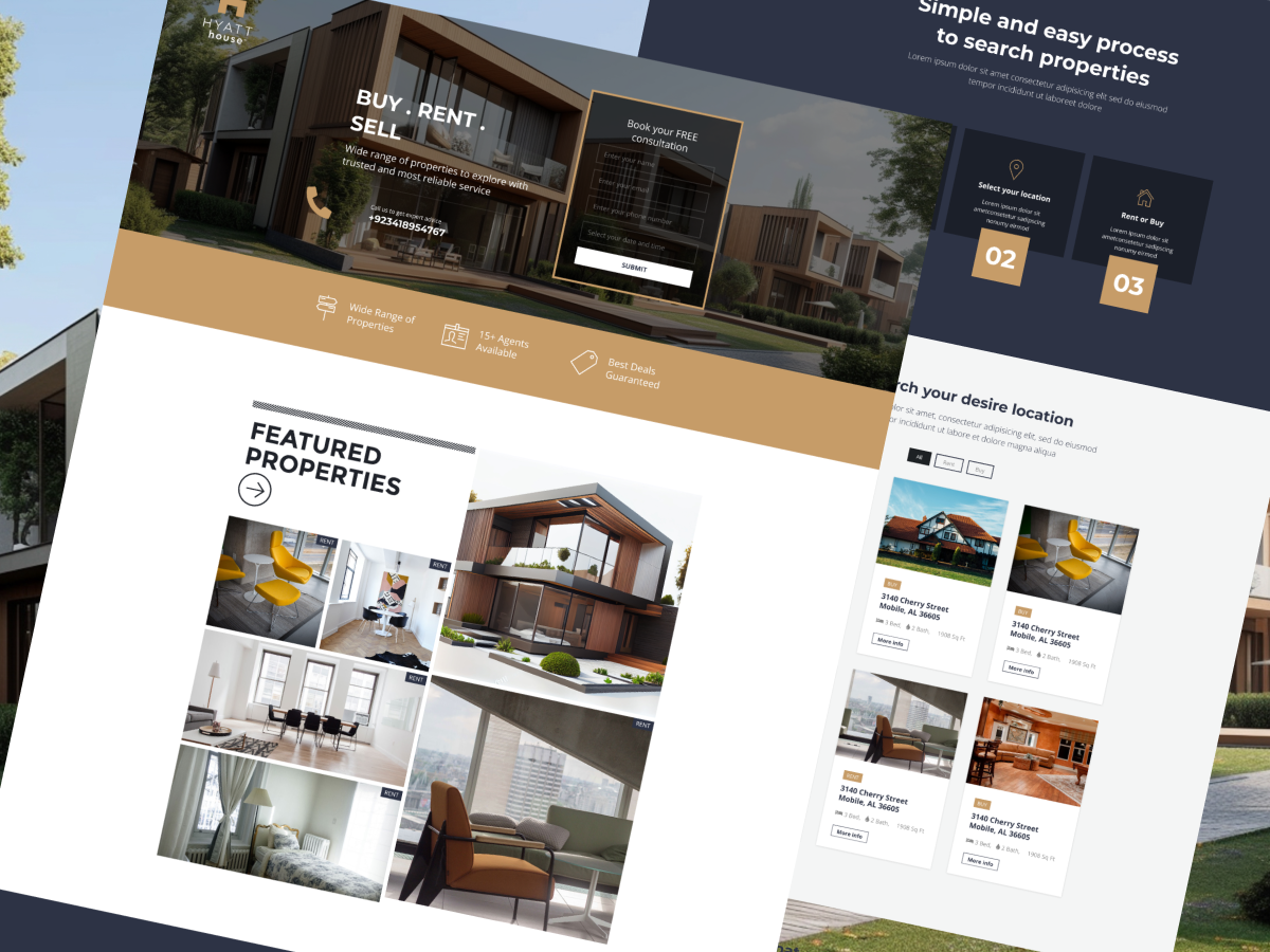 real estate realestate property house design designer landing page UI/UX Figma ILLUSTRATION 