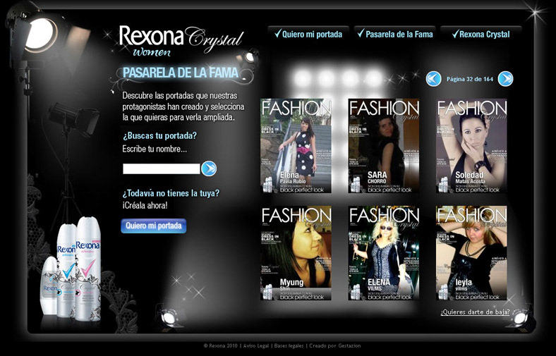 Rexona Woman Acción viral Concurso on line moda diseño de moda Portada Quiero mi portada Rexona Crystal