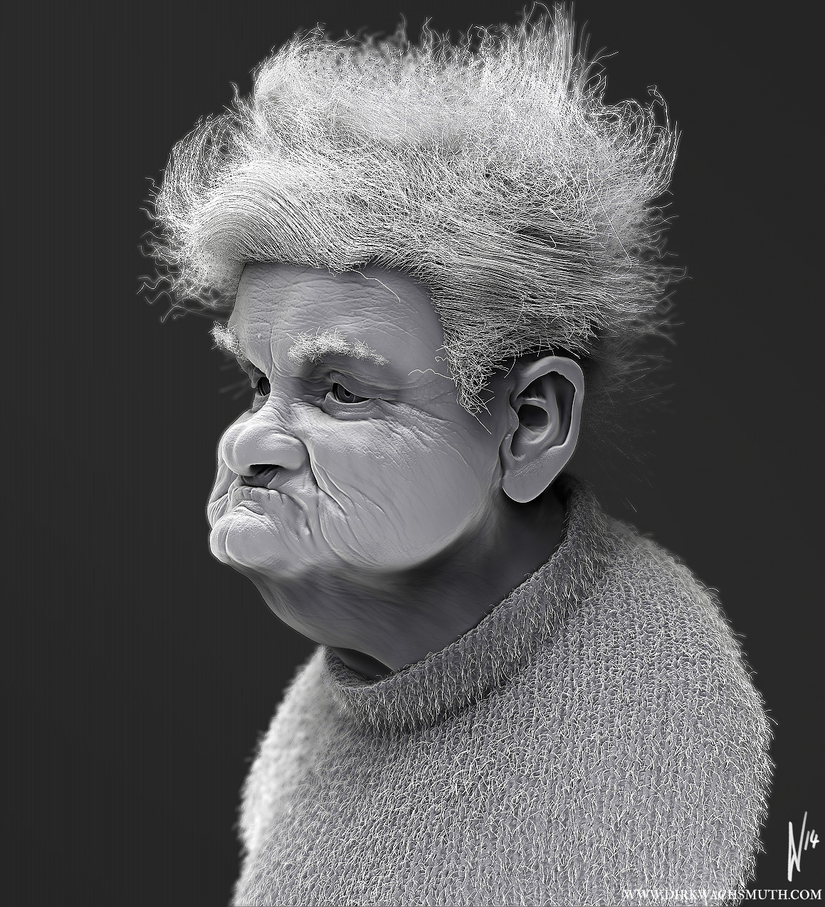 granny grumpy 3D sculpture Character old woman Lady grandma Zbrush caricature   wrinkled concept art comic human