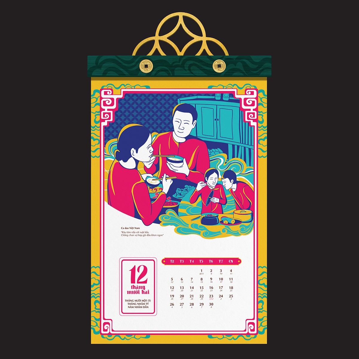 calendar calendar design culture digital painting ILLUSTRATION  Lunar New Year traditional vietnam vietnamese vietnamese culture