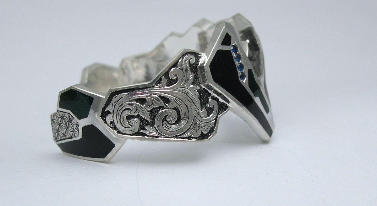 jewelry Jewellery silver bracelet enamel engraving