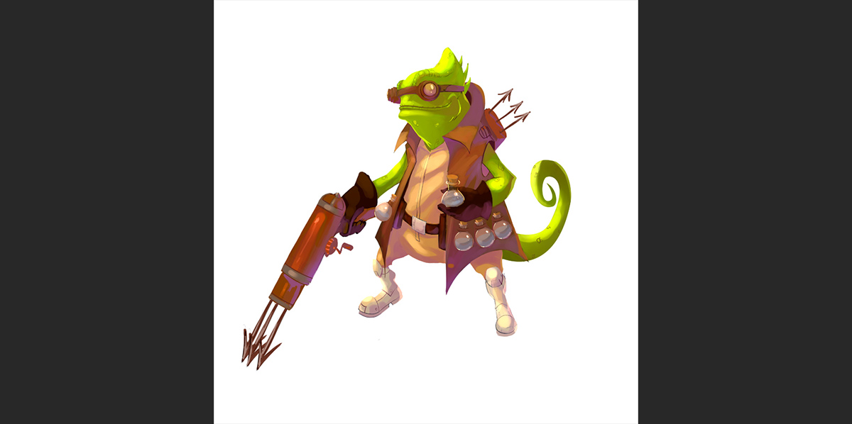 chameleon lizard archer game character fantasy