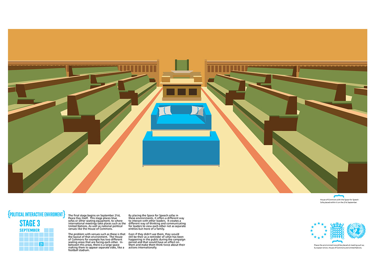 peace One Day Space  for speech sofa blue D&AD Competition Interbrand open brief environment